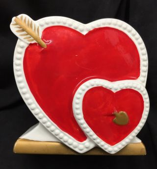 Vintage Valentines Heart Vase Ceramic Planter Lefton 57152 Made In Japan