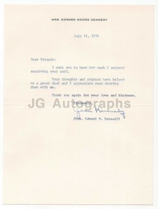 Joan Bennett Kennedy - Wife Of Ted Kennedy - Signed Letter (1974)