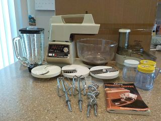 Vintage Oster Regency 10 Speed Kitchen Center Mixer Blender Jars Cutters,