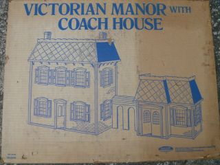 Vintage 1979 Skilcraft Victorian Manor Coach House Dollhouse Kit Die Cut Wood