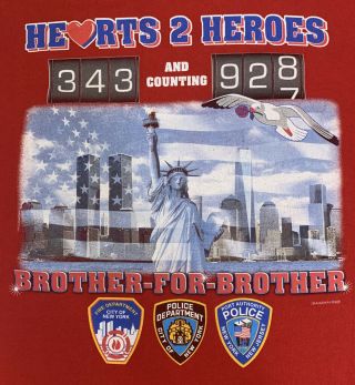 FDNY NYC Fire Department York City T - Shirt Sz L 9/11 WTC 343 NYPD PAPD 3