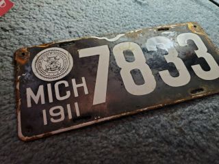 Michigan Antique Vintage Automobile License Plate Enamel 1911 Car Truck 4 Number