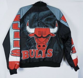 Vtg Chalk Line Chicago Bulls Basketball Bomber Nba Jacket Large Made In Usa Rare