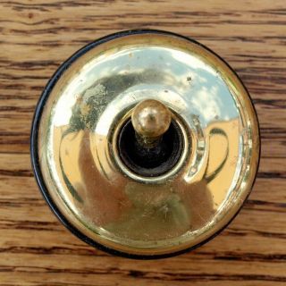Antique Or Vintage Brass & Ceramic Toggle Light Switch