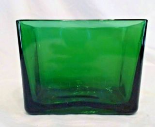 Napco Emerald Forest Green Glass Vase Rectangle 1164 Vintage