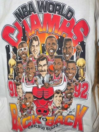 Vintage Chicago Bulls 91/92 Nba World Champs T Shirt Xl Jordan Pippen Nwt Nos