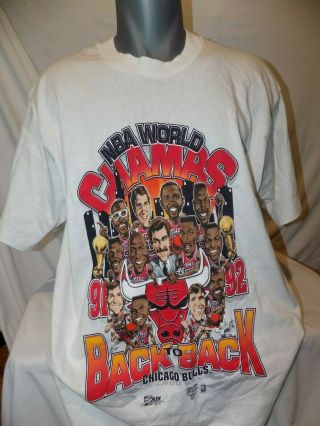 Vintage Chicago Bulls 91/92 NBA World Champs T Shirt XL Jordan Pippen NWT NOS 2