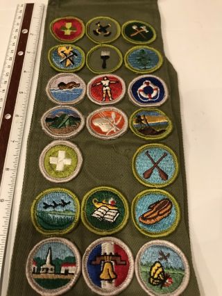 Boy Scout Merit Badge Sash With 20 Merit Badges Type G Cir: 1960 