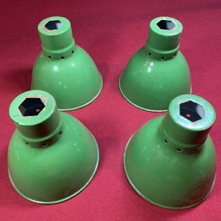 Vintage Green Porcelain Lamp Light Shade Gas Station Farm House Enamel Set