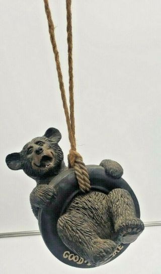 Hanging Decor Black Bear In A Tire Swing Adorable Look