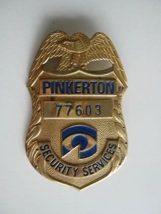Vintage Collectible Gold Pinkerton Security Services Badge Bis