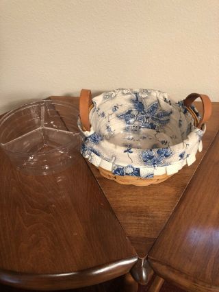 Longaberger Basket Round With Leather Handles