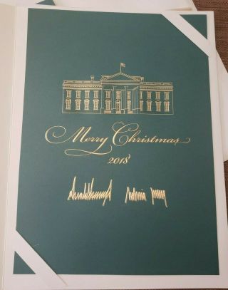 2018 President Donald Trump The White House Christmas Card Signed Gold Autograph
