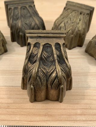 Antique Lion Paw Brass Table Leg Feet Caps Duncan Phyfe