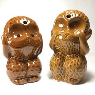 Hear & See No Evil Monkey Shaped Tiki Ceramic Mugs 12 Oz Brown Dw134 - H