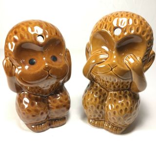 Hear & See No Evil Monkey Shaped Tiki Ceramic Mugs 12 Oz Brown DW134 - H 3