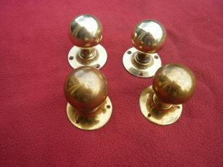 2 X Pairs Of Vintage/antique Brass Door Knods - Handles - - 2