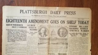 December 5,  1933 Newspaper Repeal Beer Prohibition 18th Amendment Vote Today