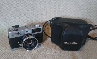Vtg Minolta Hi - Matic 7s Ii Film Camera W/rokker 1:1.  7 F=40mm Lens & Case