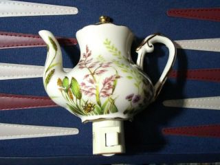 Vintage Ceramic Antique Teapot Nightlight Slip - Cover 4 - 1/2 Inches -