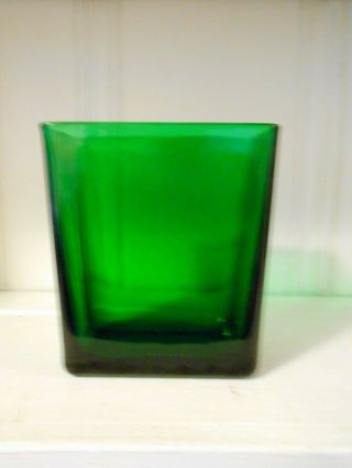 Napco Emerald Forest Green Glass Vase Rectangle 1166 Vintage
