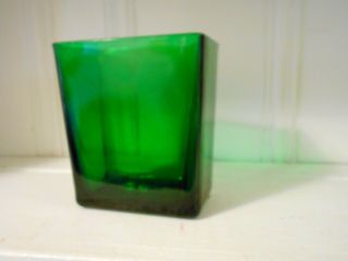 Napco Emerald Forest Green Glass Vase Rectangle 1166 Vintage 2