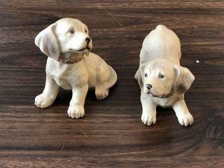 Vintage Homco Golden Labrador Retriever Dog Puppy Figurines 1408
