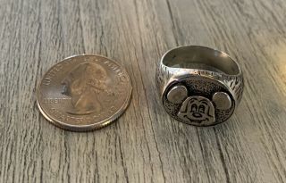Vintage Sterling Silver Mickey Mouse Ring Walt Disney Sz Size 8 1/2