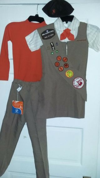 Vtg 1980s Brownie Girl Scout Uniform - Jumper/blouse/pants/tie/beanie/sash & More