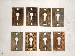 Antique Eastlake Brass Door Key Hole Covers Stamped 810