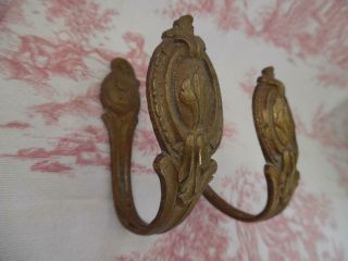 Petite Antique French Gilt Brass Curtain Tie Back Hooks