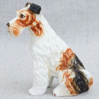 Vintage Porcelain Sitting Airedale Wire Hair Fox Terrier Dog Figurine 3⅛ "