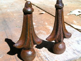 Two Solid Cast Iron Steeple Finials Architectural Rust Finish