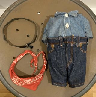 Vtg 1930s Buddy Lee Composition Doll Cowboy Outfit Denim Jeans Chambray Bandana