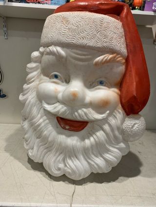 Large Vintage Empire 36 " Blow Mold Santa Clause Face Old Christmas Hanging
