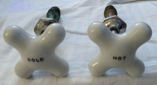 Set Of Antique Faucet Porcelain Hot/cold Knob Valve