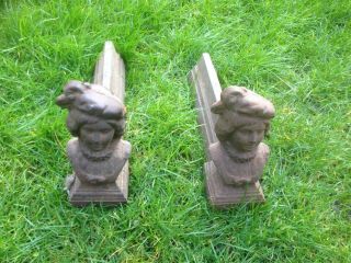 Antique French Cast Iron Fire Dogs Alsace Andirons