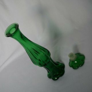 Emerald Green Bud Vase Flower Stopper Vtg Avon " Here Is My Heart " Perfume Bottle
