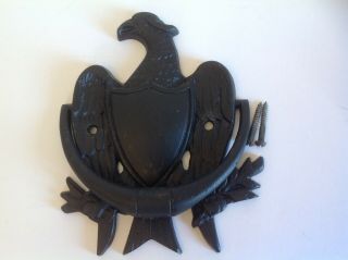 Vintage Black Cast Iron Eagle With Shield Patriotic Door Knocker Emig 1237b
