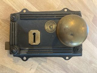 Vintage Antique Brass Door Lock & Knobs A Brown & Co Birmingham