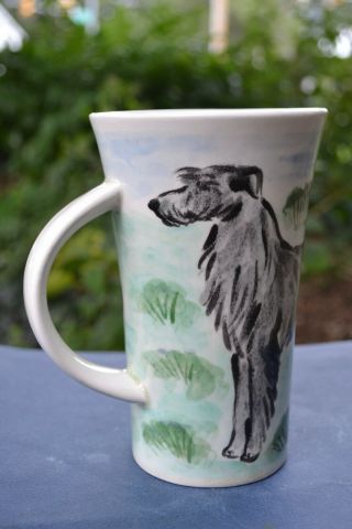 Scottish Deerhound.  Handpainted Ceramic Mug.  Ooak.  Look