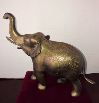 Vintage Brass Elephant Figurine Trunk Up Large And Decorative.  Very Heavy