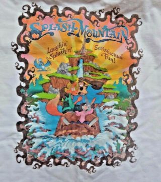 Walt Disney World Vtg T - Shirt Splash Mountain Sz L Brer Bear Fox Rabbit Splashin