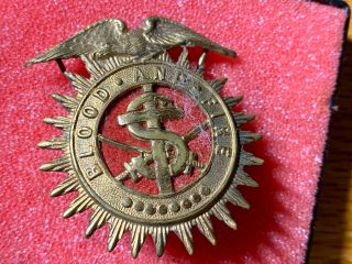 Vintage Salvation Army Blood And Fire Screw Back Hat Badge / Pin