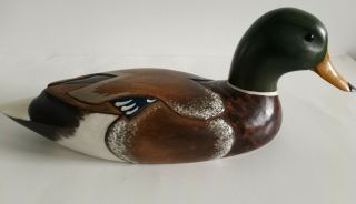 Vintage Wooden Bird Factory Mallard Drake Decorative Decoy Signed R Larson 80 