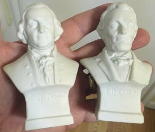 Presidents George Washington & Abraham Lincoln Bust Statue Historical Sculptures