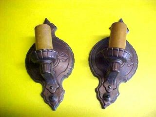 Antique Arts And Crafts Cast Iron Wall Sconces A Pair