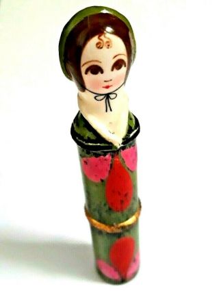 Vintage Signed Gemma Taccogna Mexico Paper Mache Lipstick Holder.