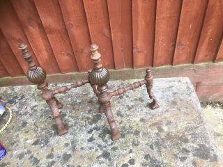 Stunning Arts and Crafts Style Fire Side Cast Iron Fire Dogs,  Andirons. 2