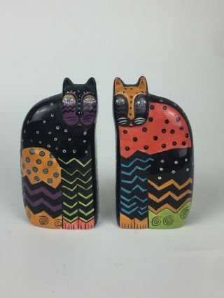 Laurel Burch Multi - Color Cat Salt & Pepper Shakers Set By Ganz Black Ceramic 2